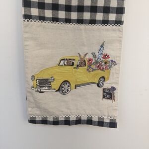 Pier 1 Imports Yellow Truck Embroidered Table Runner